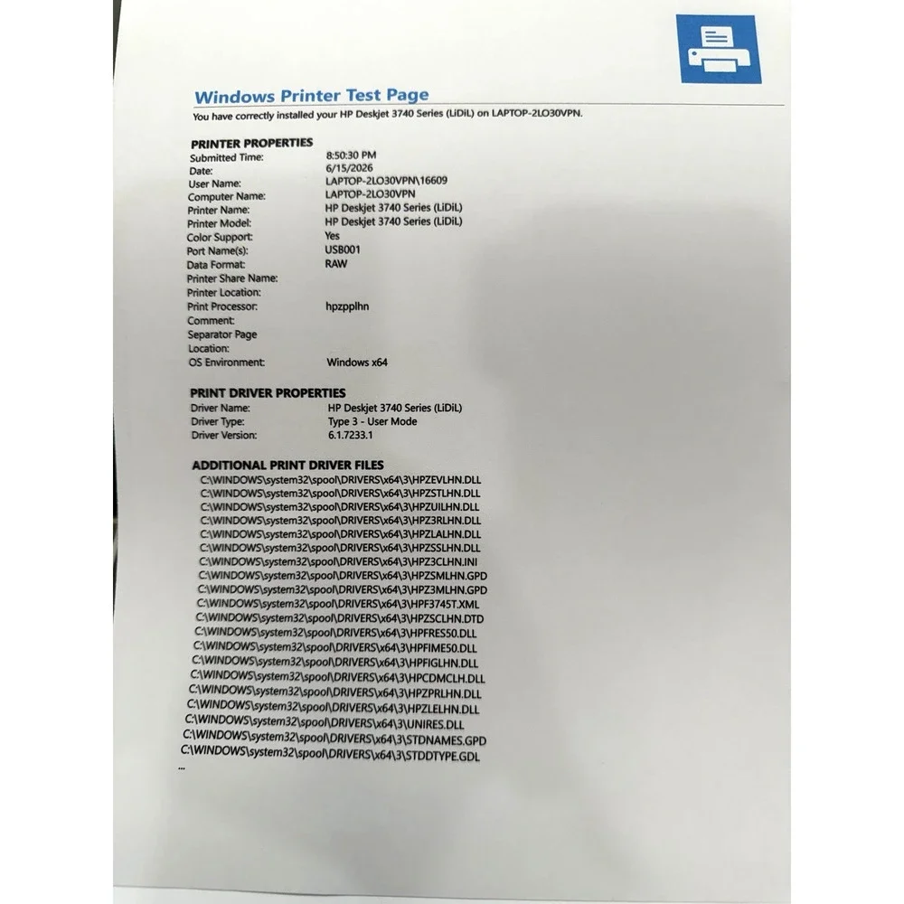 HP Deskjet 3745v Color Inkjet Compact Printer New XXL BW/Color Ink! - Tested